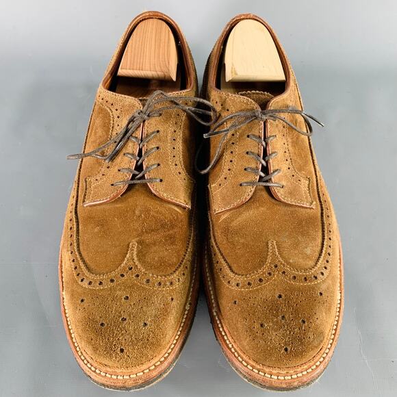 ALDEN Size 12.5 Brown Perforated Suede Wingtip Lace-Up Shoes - Picture 4 of 10